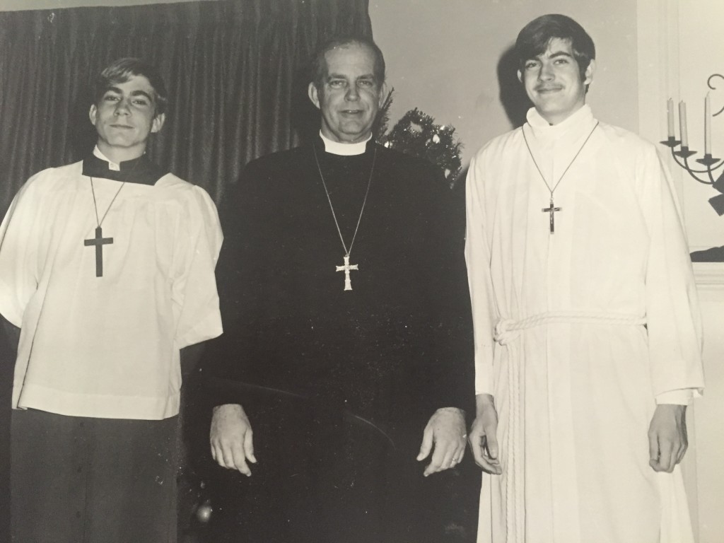 The Rev. John Ashey (center) with sons Mark (left) and Phil (right) at St. James, Newport Beach. 
